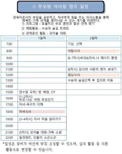 부모랑 자녀랑 캠프